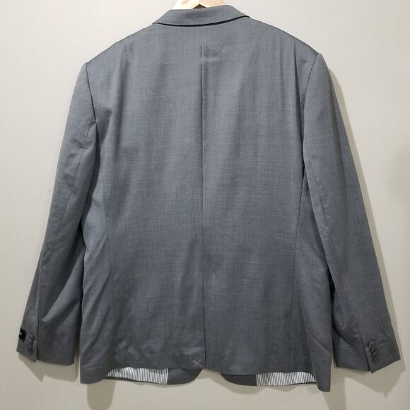 NEW EXPRESS $298 SOLID GRAY SLIM WOOL BLEND MODERN TECH SUIT JACKET SZ 46L - Picture 3 of 10